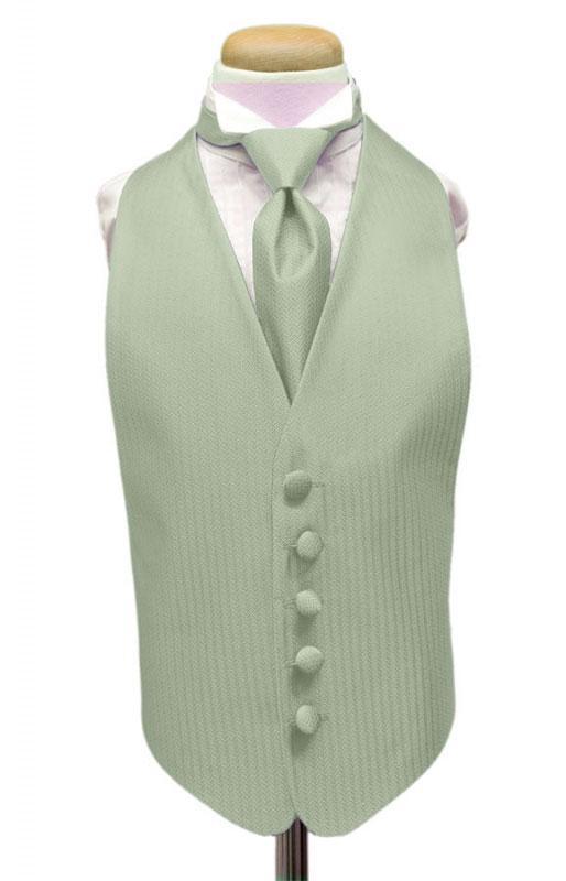 Cardi Pistachio Herringbone Kids Tuxedo Vest