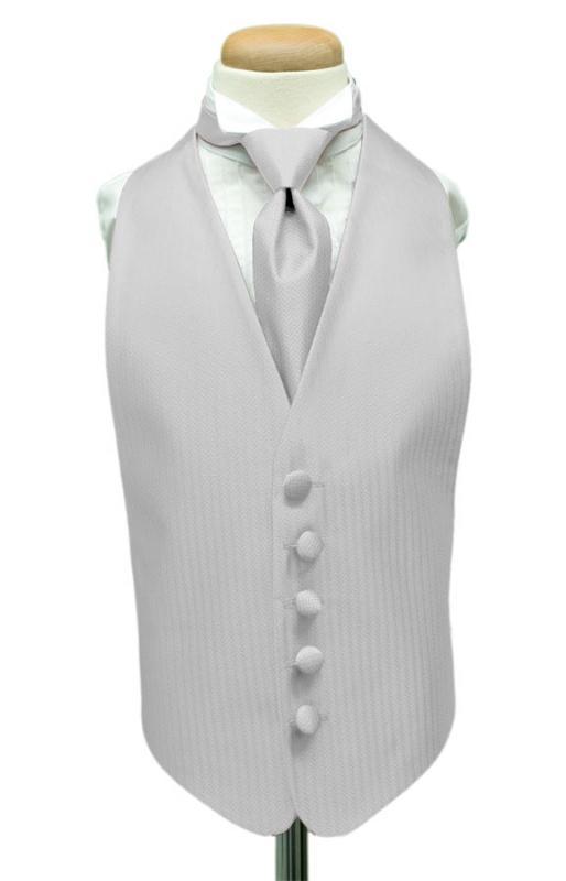 Silver Herringbone Kids Tuxedo Vest Silver Herringbone Kids Tuxedo Vest
