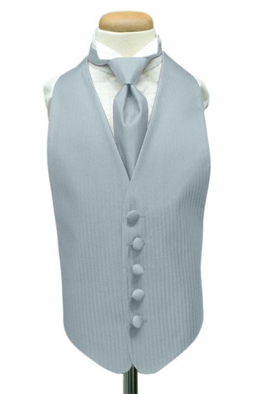 Cardi Powder Blue Herringbone Kids Tuxedo Vest