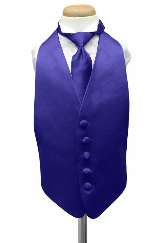 Cardi Royal Blue Luxury Satin Kids Tuxedo Vest