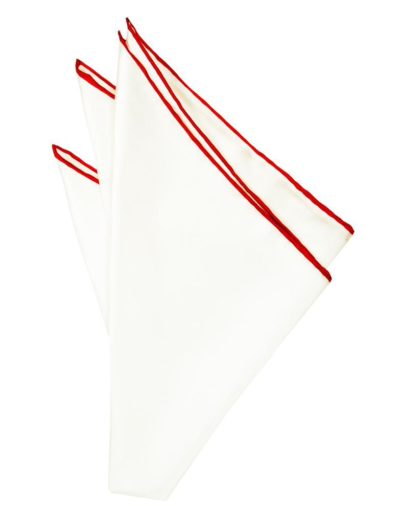 White Silk with Red Hand Rolled Trim Pocket Square White Silk with Red Hand Rolled Trim Pocket Square