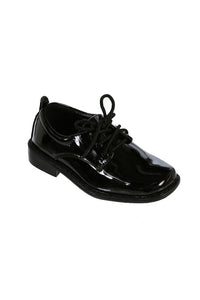 Tip Top 5T "Lincoln" Kids Black Square Toe Lace Up Tuxedo Shoes